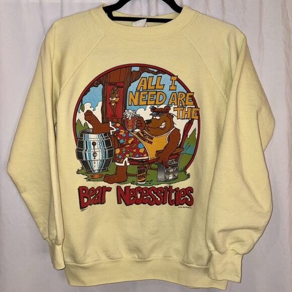 Vintage ALL I NEED ARE THE BEAR NECESSITIES Sun Sportswear Inc Md/Lg Sweatshirt - Picture 1 of 10